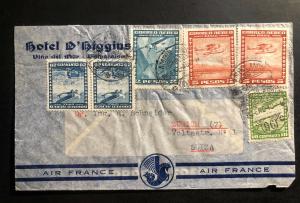 1940 hotel Higgins Valparaiso Chile Airmail Cover to Switzerland Air France