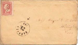 United States Indiana Hanover c1865 cds, ms killer  3c Washington 1861 Issue.