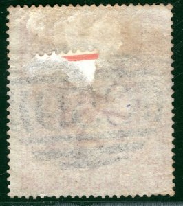 GB QV High Value SG126 5s Plate 1 Cat £675- USED ABROAD *C59*Jacmel HAITI PRED62