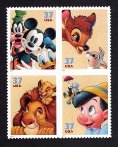3865-68 Art of Disney Friendship BLOCK IN CORRECT ORDER & READY TO MOUNT MNH-VF