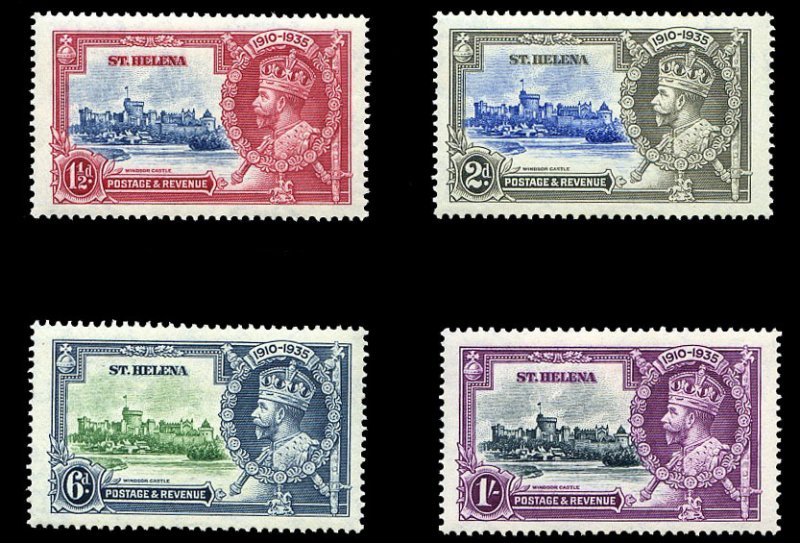 St. Helena #111-114 Cat$31.15, 1935 Silver Jubilee, set of four, lightly hinged