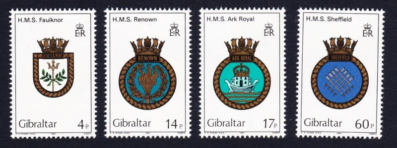 Gibraltar Naval Crests 4v 2nd series SG#493/96 SC#449-52