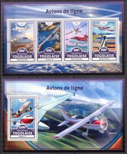 Togo 2016 Aviation Airplanes Airbus sheet + S/S MNH