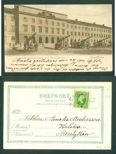 Sweden. Postcard 1904 Military. Old Horseguard Barracks.Coast Artillery,Soldiers