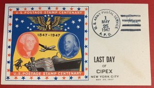 U.S. Postage Stamp Centenary Teixiera Cacheted Cover, CIPEX Last Day APO Cancel