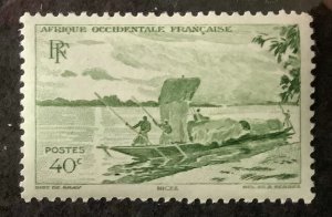 French West Africa  1947 Scott 38 MH - 40c, trading Canoe, Niger River