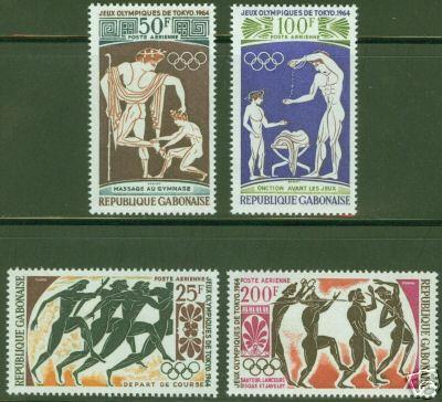 GABON Scott C22-25 MNH** 18th Olympic Games Tokyo 1964