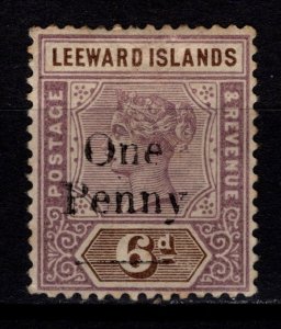 Leeward Islands 1902 Victoria Def. Surch. One Penny, 1d on 6d [Unused]