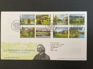 GB 2016 Landscape Gardens Set of 8 on First Day Cover with Tallents House S/H/S