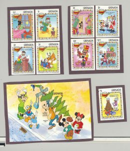 Grenada #1175-1184 Christmas Disney 9v & 1v S/S Imperf Proofs Mounted on Paper