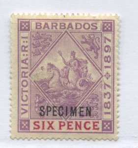 Barbados QV 1897 6d overprinted SPECIMEN mint o.g. hinged