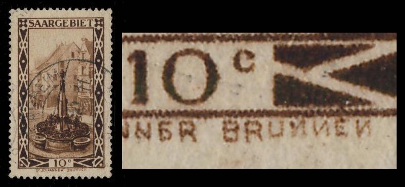 SARRE / SAAR / SAARGEBIET Yv.107 / Mi.108.III Plattenfehler used  GERSHEIM 