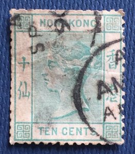 HONG KONG 1882-96 QV 10c Used AMOY CDS wmk CA SG#Z455 HK4303