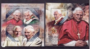 Solomon Is.-Sc#1362,1380-two unused NH sheets-Pope Benedict XVI-2013-