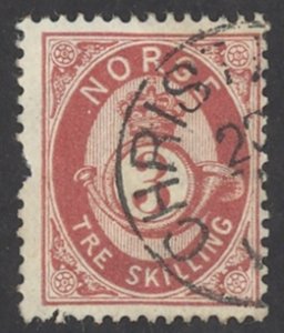 Norway Sc# 18 Used 1872-1875 3s Post Horn & Crown