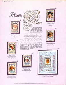 Postal Commemorative Society Stamp Panel MNH, Anguilla #485-491 Princess Diana