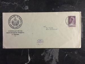 1943 Haiti Consular Mail Aruba Diplomatic Cover To San Nicholas