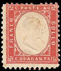 1862 ITALY Sc # 20 UNUSED HOG CV $200  -  SOUND 1 PERF TOP