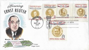1959 FDC, #1137, 8c Ernst Reuter, Fluegel Covers - combo