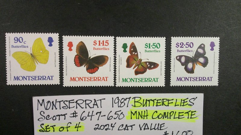 Montserrat Butterflies 1987 Scott# 647-650 set of 4 complete MNH XF