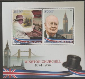 WINSTON CHURCHILL  perf sheet containing two values mnh