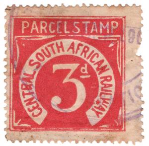 (I.B) Transvaal Railways : CSAR Parcel Stamp 3d