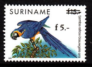 Surinam MNH Scott #964 Surcharge 5g on 15g Parrot