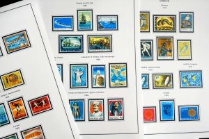 COLOR PRINTED GREECE [KINGDOM] 1945-1973 STAMP ALBUM PAGES (66 illustr. pages)