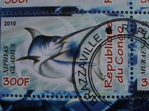 CONGO-2009-MARINE OCEAN FISHES CTO SHEET VF-WITH CLEAR FANCY FIRST DAY CANCEL