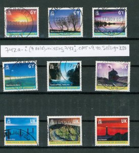 GUERNSEY 2a-i (9 vals)-missing 742j CV $9.40 BIN $3.80