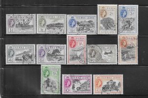 SIERRA LEONE SCOTT #195-207 1956 QEII PICTORIALS- USED