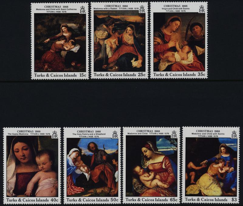 Turks & Caicos 757-65 MNH Art, Paintings, Christmas, Madonna & Child, Horse