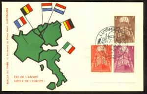 LUXEMBOURG 1957 EUROPA PAX Set on Better U/A Cachet FDC Sc 329-331