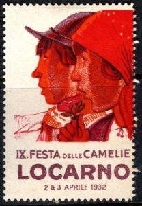 1932 Italy Poster Stamp 9th Camellia Festival Locarno 2 & 3 April