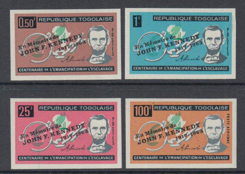 XG-M892 TOGO IND - Kennedy, 1963 Lincoln Overprinted, Imperf. MNH Set