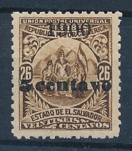 [116125] El Salvador 1900 OVP 5 Centavo on 26  Mint without gum