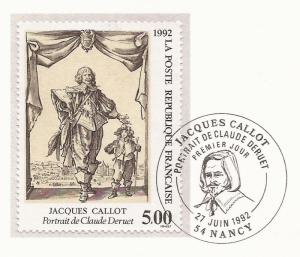 1992 France - FD Card Sc 2297 - Portrait of Jacques Callot by Claude Deruet