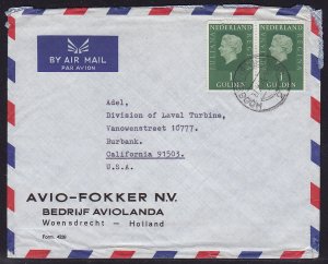 Netherlands - 1969 - Scott #469 - used pair on 1971 cover to USA
