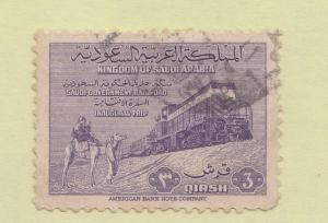 SAUDI ARABIA 1965 TRAIN SINGLE FINE USED STAMP SG 374 BY AMERICAN BANK  NOTE CO