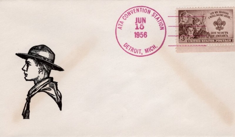 Scout Cachets #1585 Scout profile postmarked ATA Convention 1956 - Levy unlisted