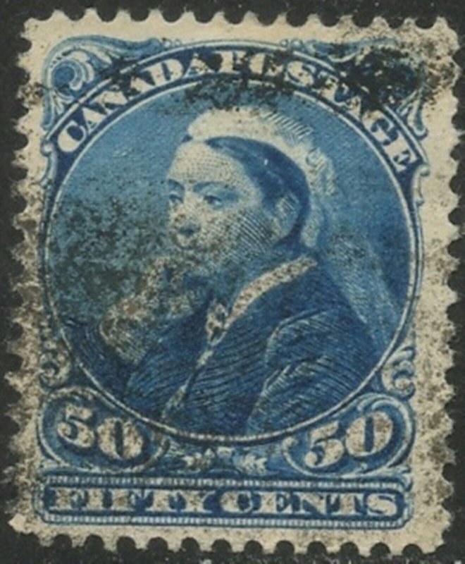 CANADA Sc#47 1893 50c Blue ‘Widow Weed’ VF Centered Used (cd)