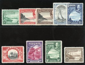 Bermuda 1936 KGV Pictorial set complete MLH. SG 98-106. 106-114.