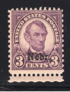 USA 1929 3¢ Nebr. Overprint - OG MNH - SC# 672 - Cats $22.00 (ref# 239484)