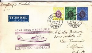 1937, 1st Clipper Flt., FAM-14, Hong Kong to Honolulu, HI, See Remark (40268)