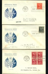 PH3d F.D.C. 1938 Registered Spec . Del. Grisland  Cachets Prexies S.C. # 827-829