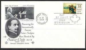 CANADA - #492 - SUZOR-COTE FIRST DAY COVER FDC ROSECRAFT CACHET