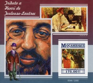 Mozambique Art Stamps 2015 MNH Henri de Toulouse-Lautrec Moulin Rouge 1v S/S