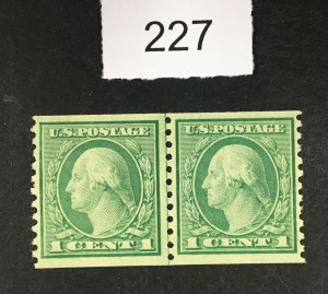 MOMEN: US STAMPS # 490 LINE PAIR MINT OG H LOT #E 227