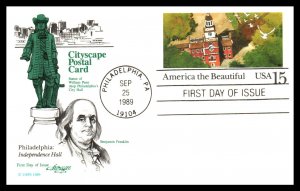 US UX135 Independence Hall Artmaster U/A FDC Postal Card