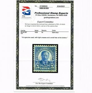 EXCELLENT GENUINE SCOTT #557 VF-XF USED 1922 DARK BLUE PSE CERT TEDDY ROOSEVELT